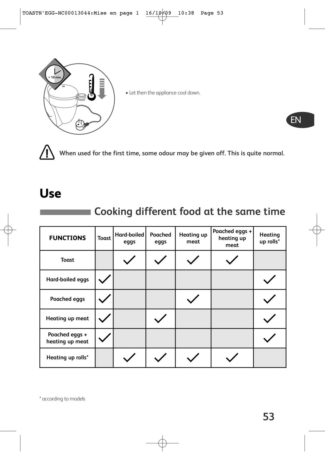 Tefal TT550050, TT550015, TT550030, TT550065, TT550070 manual Use, Cooking different food at the same time 