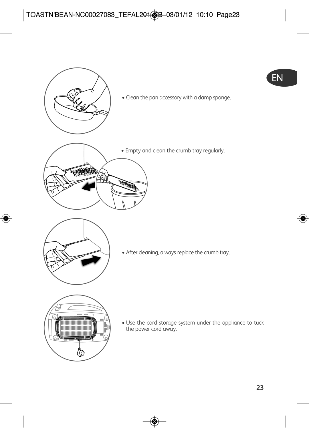 Tefal TT552842 manual TOASTNBEAN-NC00027083TEFAL201-GB 03/01/12 1010 Page23 