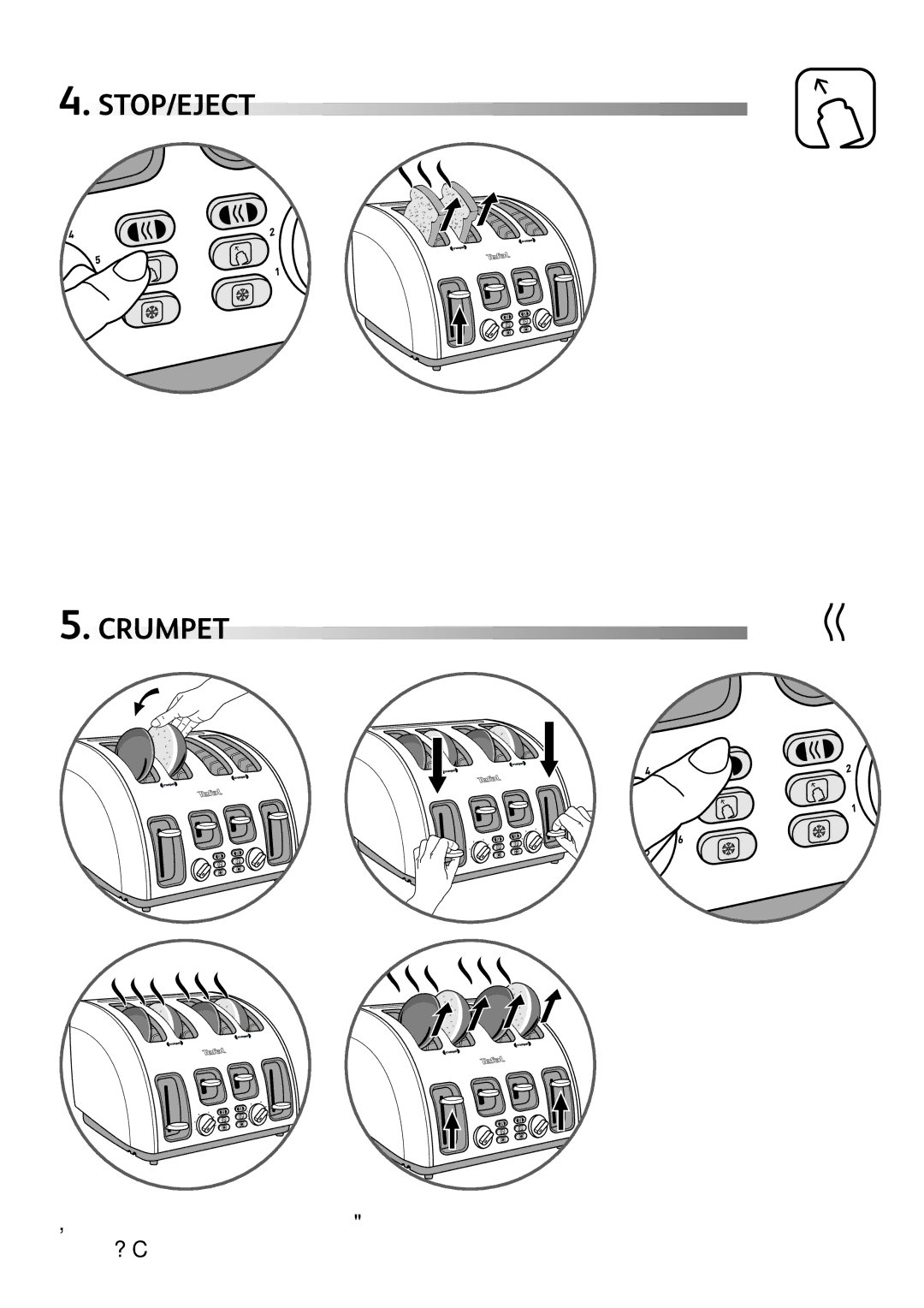Tefal TT561EAU manual STOP/EJECT Crumpet 