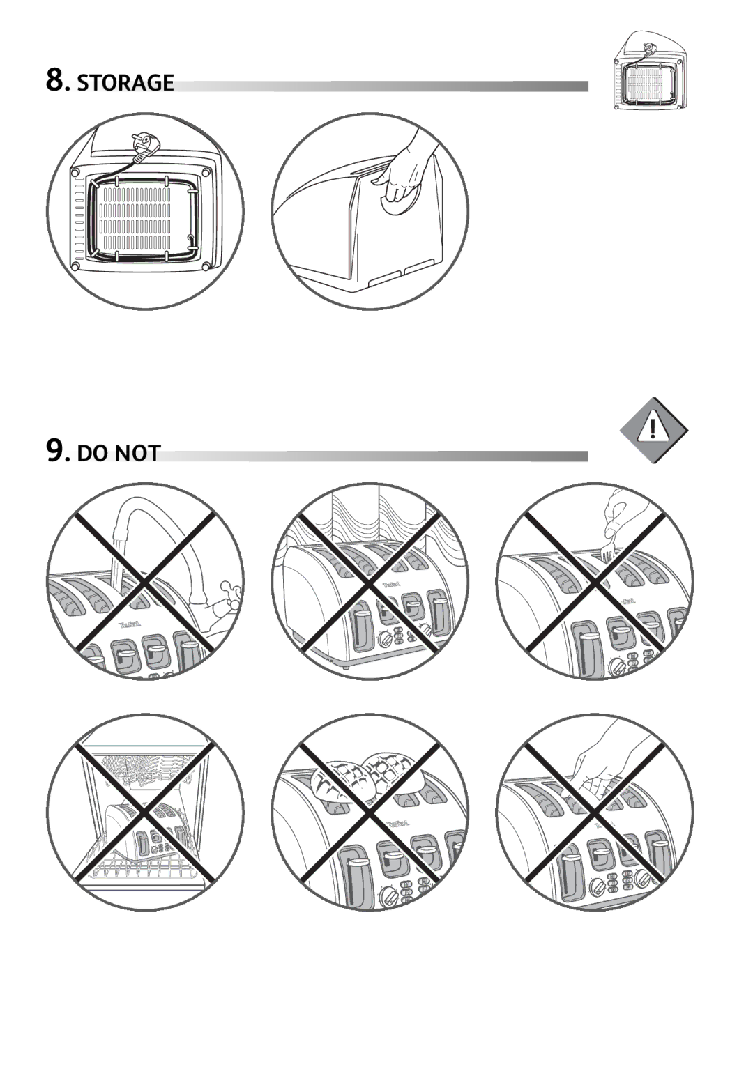 Tefal TT562E10 manual Storage Do not 