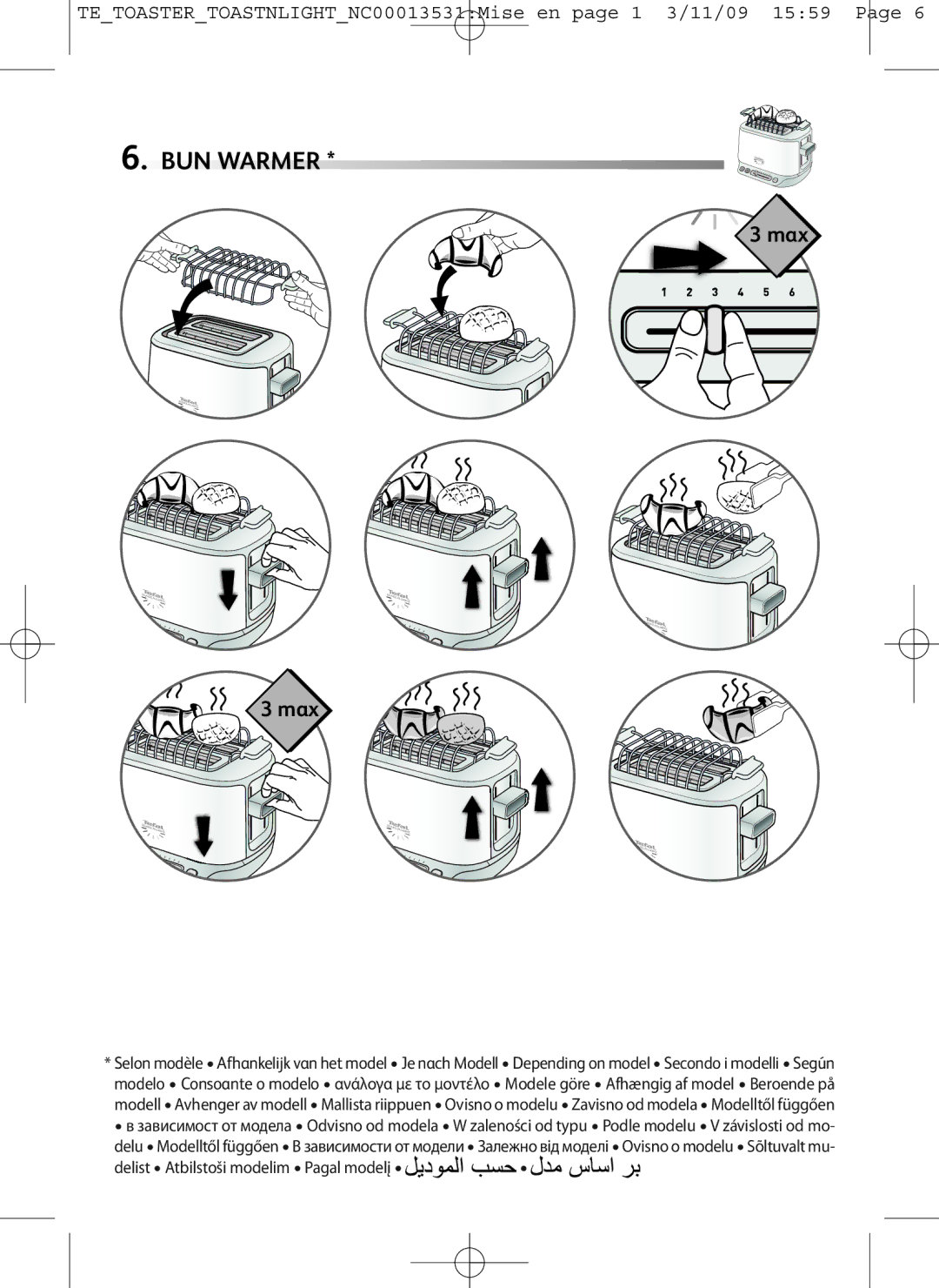 Tefal TT571015, TT571070, TT571030 manual BUN Warmer 