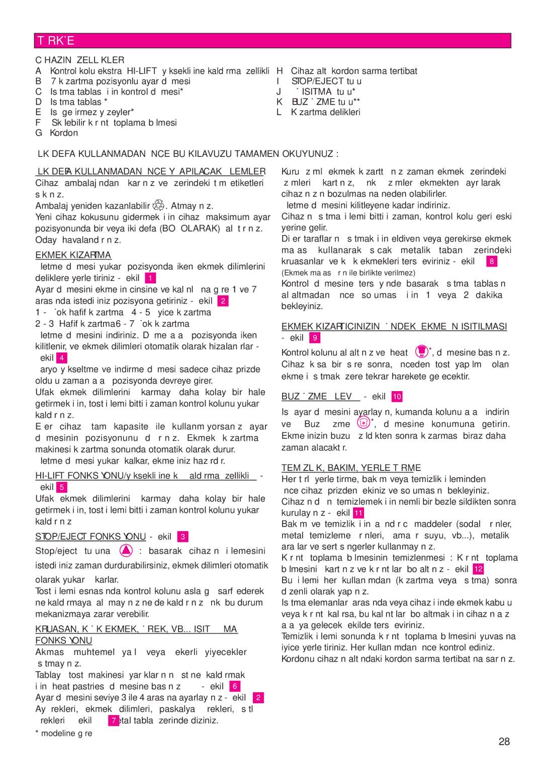 Tefal TT812131, TT812116, TT812150, TT812132 manual Türkçe 