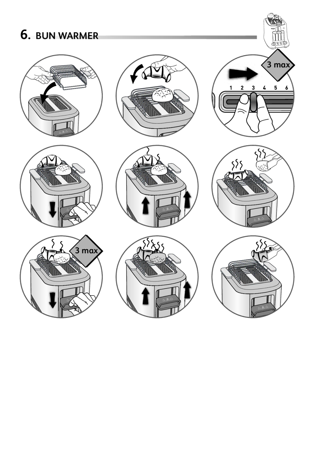 Tefal TT890015 manual BUN Warmer 