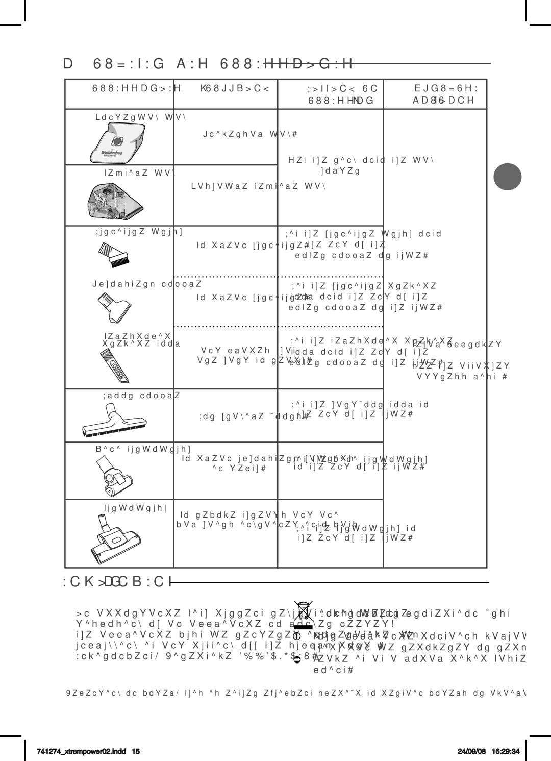 Tefal TW432341 manual Vacuuming Fitting an Purchase Accessory Locations, Environment protection first, Point 