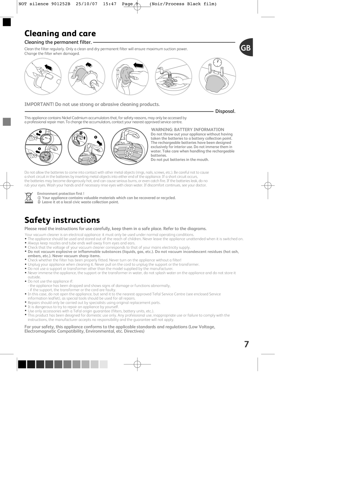 Tefal TW454141 manual Cleaning and care, Safety instructions, Disposal 