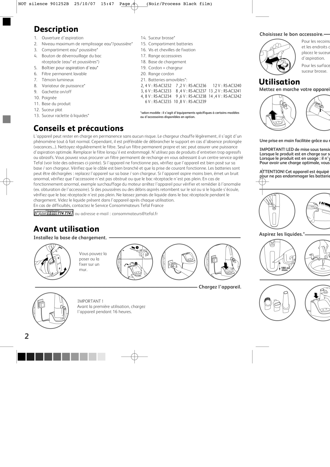 Tefal TW454141 manual Description, Utilisation, Conseils et précautions, Avant utilisation 