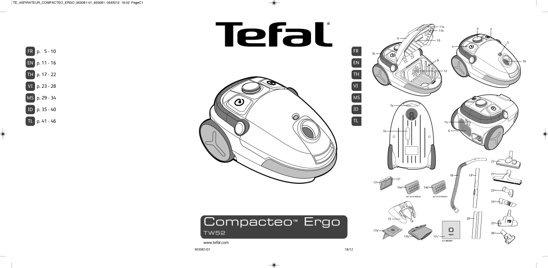 Tefal TW529588 manual Compacteo Ergo 