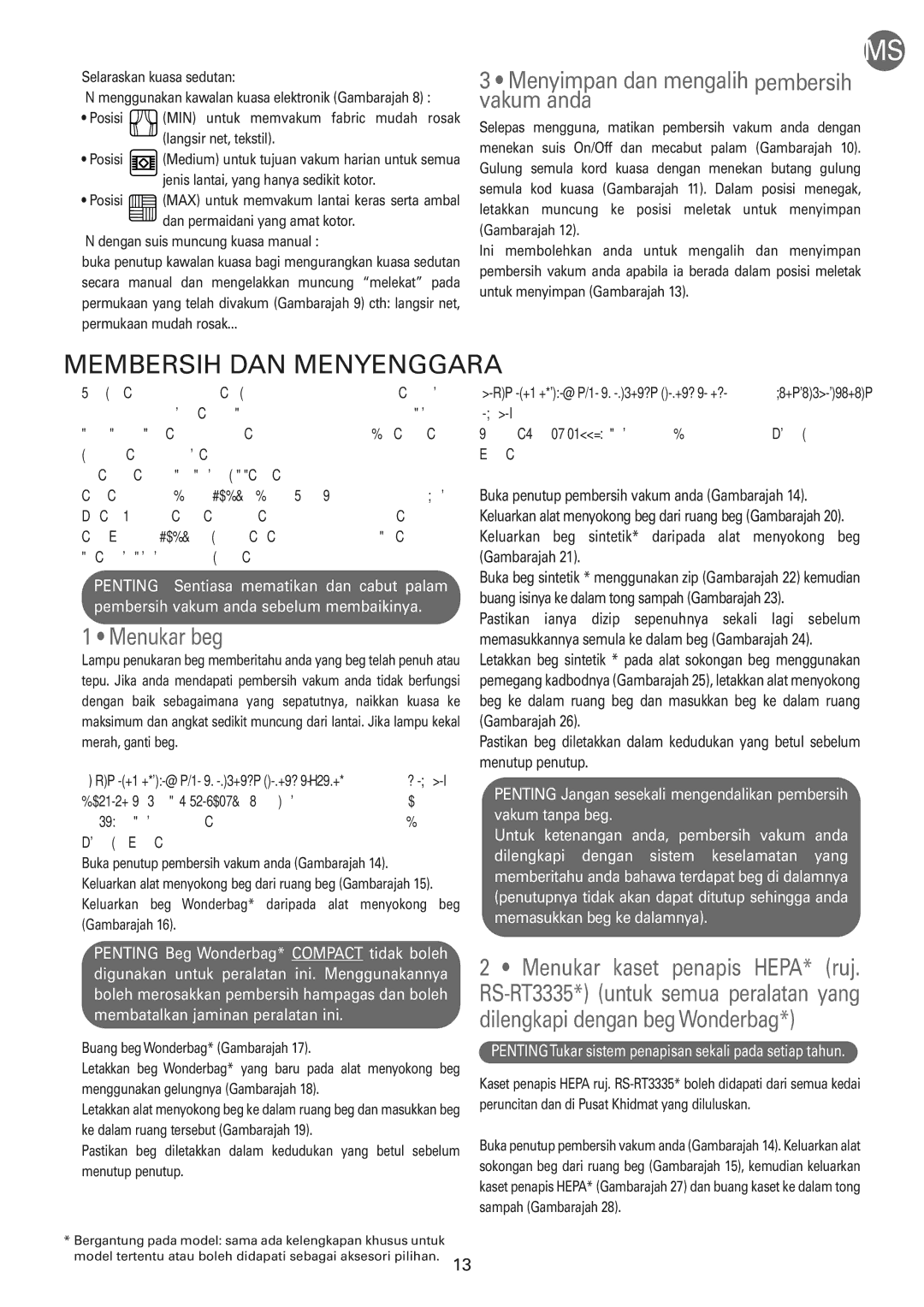 Tefal TW583388 manual Membersih DAN Menyenggara, Menyimpan dan mengalih pembersih vakum anda 