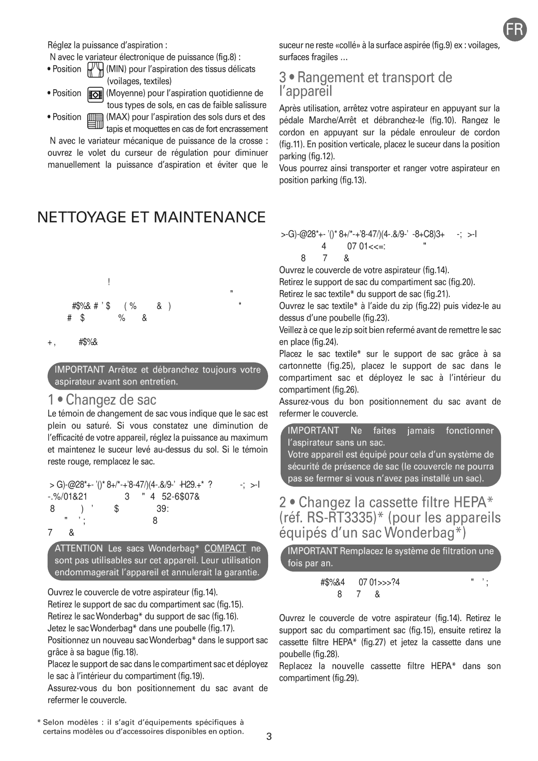 Tefal TW583388 manual Rangement et transport de l’appareil, Nettoyage ET Maintenance, Changez de sac, Voilages, textiles 