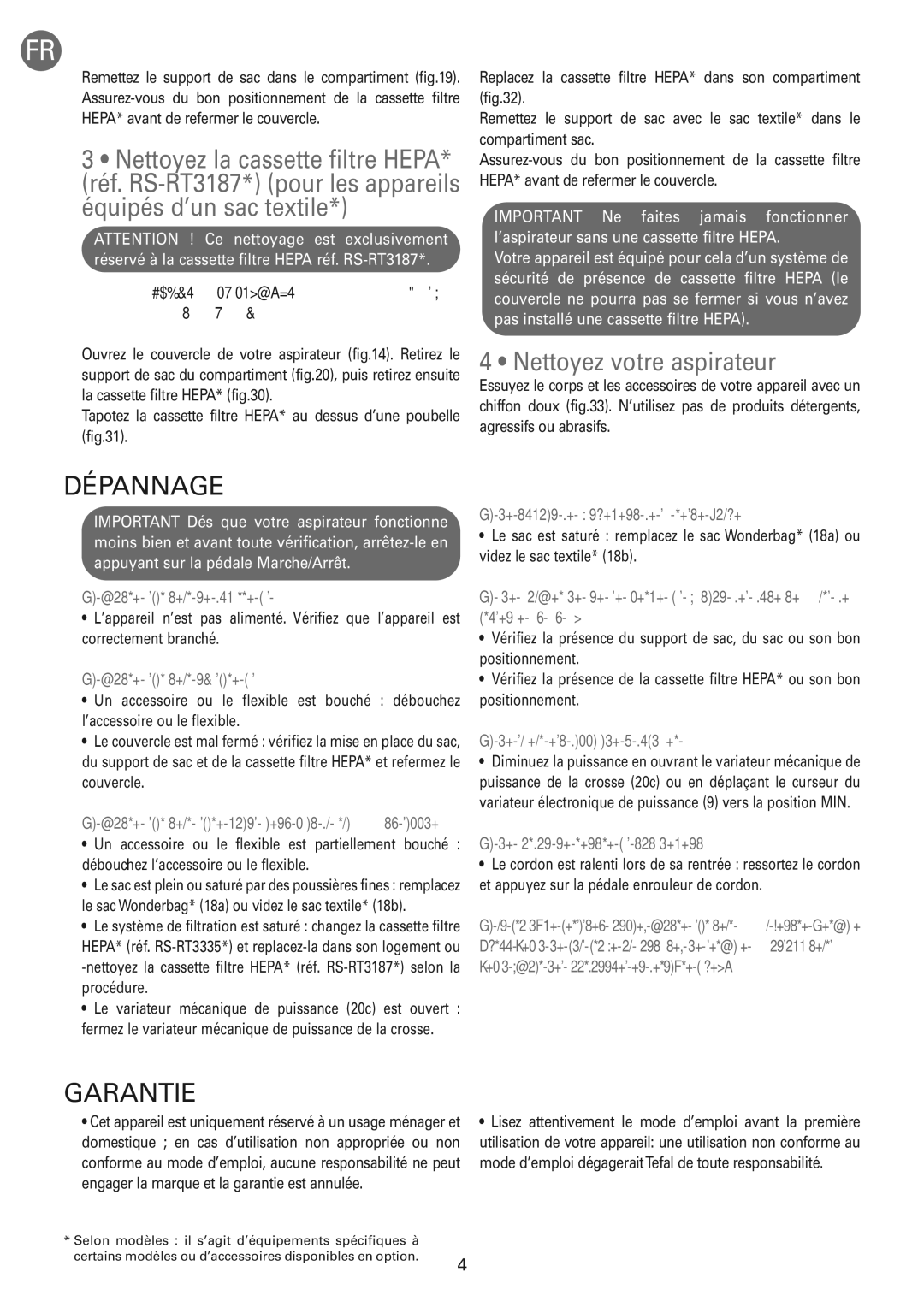 Tefal TW583388 manual Nettoyez votre aspirateur, Dépannage, Garantie 