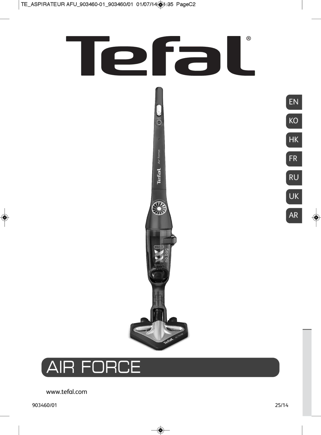 Tefal TY846384 manual AIR Force, Teaspirateur AFU903460-01903460/01 01/07/14 1135 PageC2 