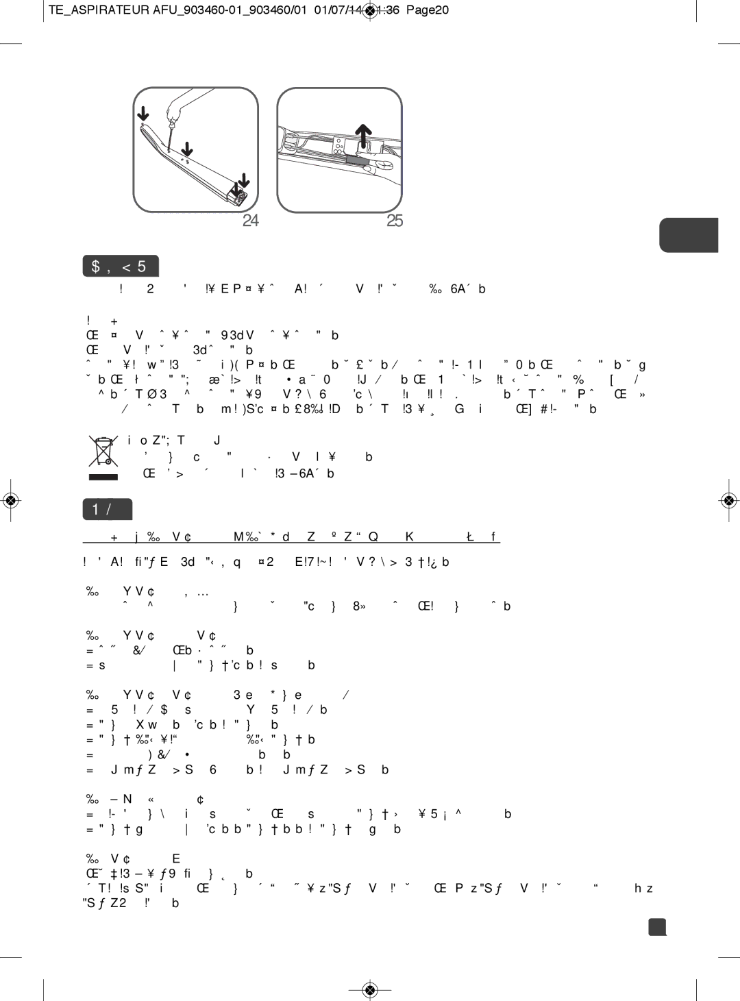 Tefal TY846384 manual 環境保護, Teaspirateur AFU903460-01903460/01 01/07/14 1136 Page20 