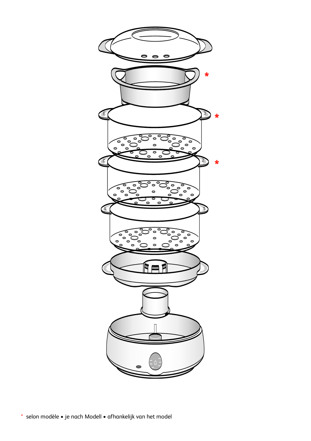 Tefal VC100870, VC100815, VC100830, VC100871 manual Selon modèle je nach Modell afhankelijk van het model 