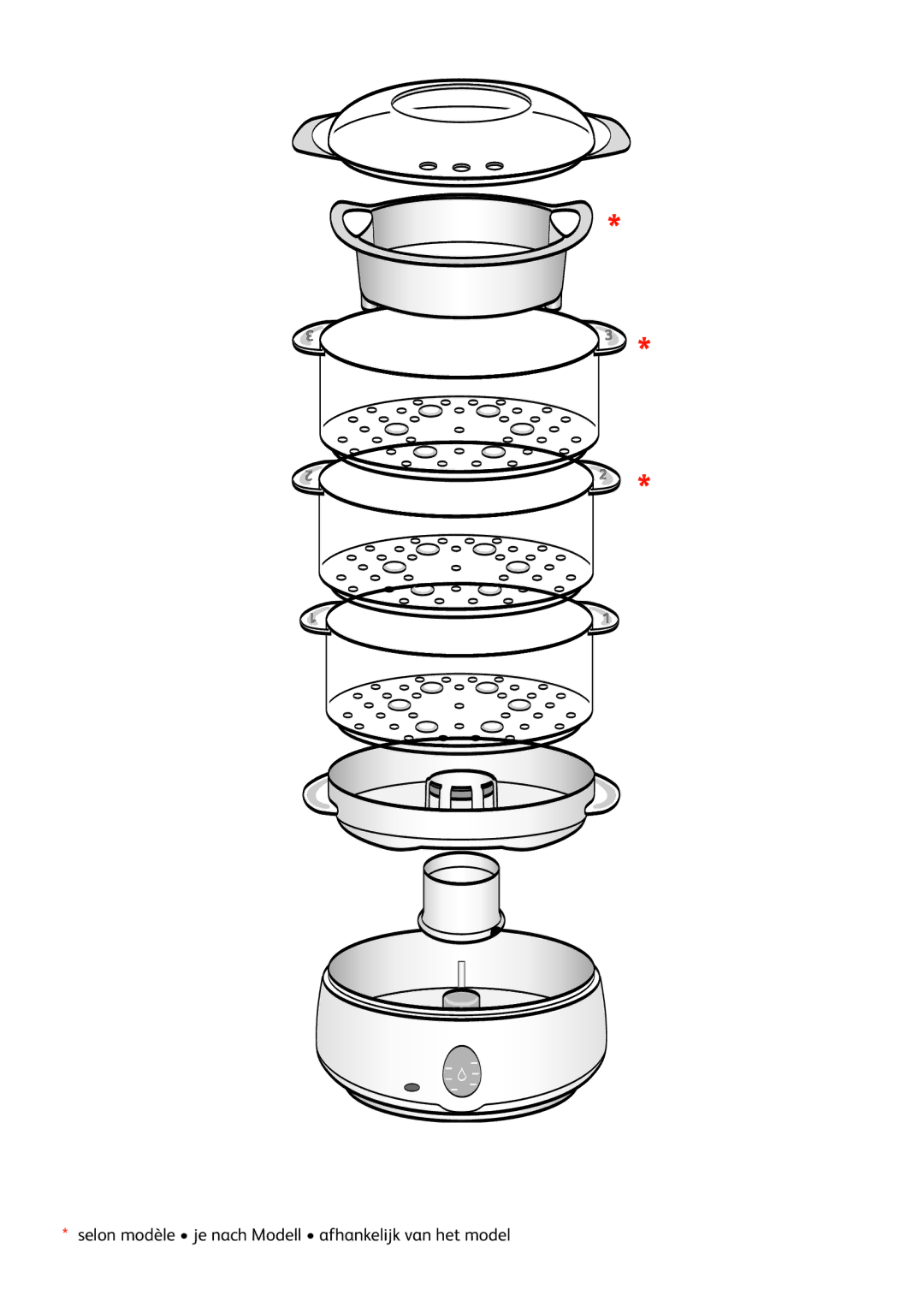 Tefal VC100930, VC100902, VC100915, VC100970, VC100916 manual Selon modèle je nach Modell afhankelijk van het model 