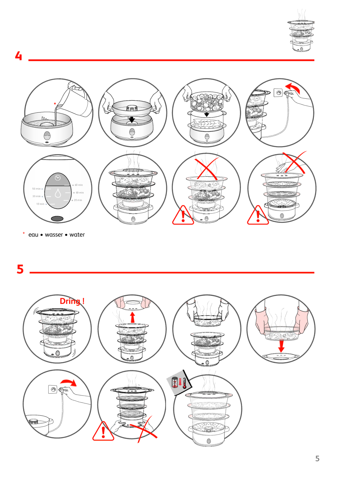 Tefal VC100902, VC100915, VC100930, VC100970, VC100916 manual min 50 min 40 min 30 min 20 min 10 min 