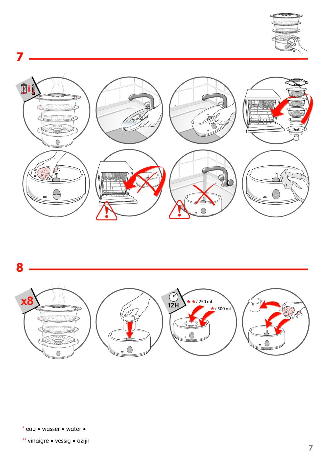 Tefal VC100930, VC100902, VC100915, VC100970, VC100916 manual 12H 