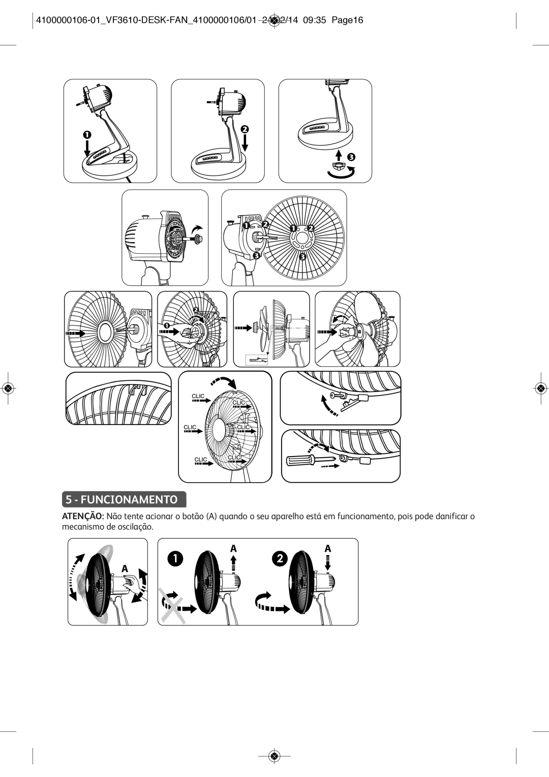 Tefal VF3610F0, VF3610G0 manual Funcionamento 