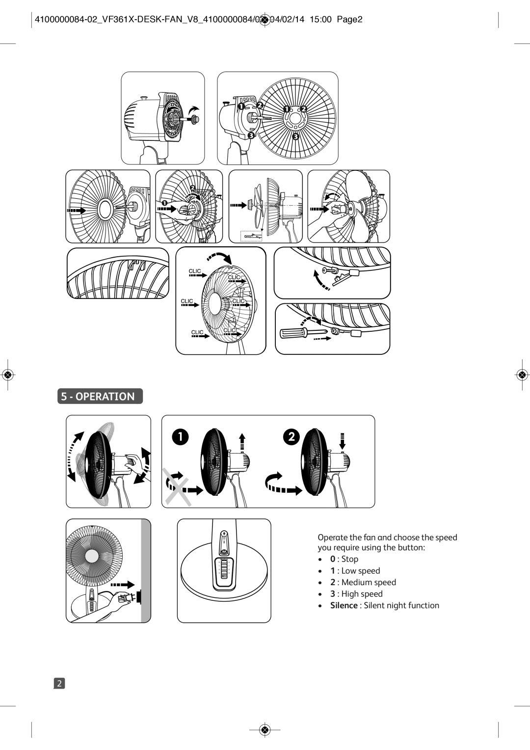 Tefal VF3615T0, VF3615Y0 manual Operation 