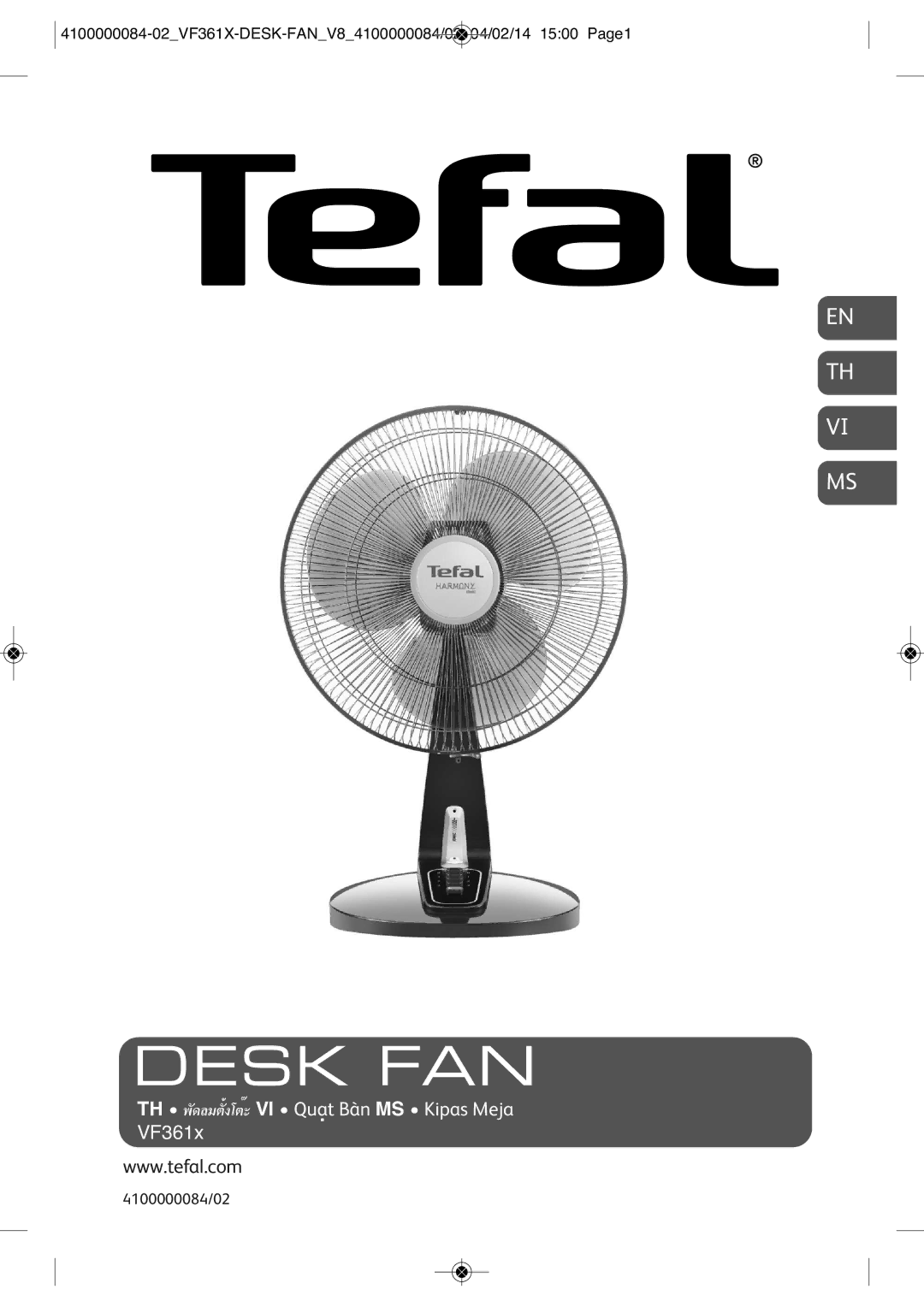 Tefal VF3616T0 manual Desk FAN 