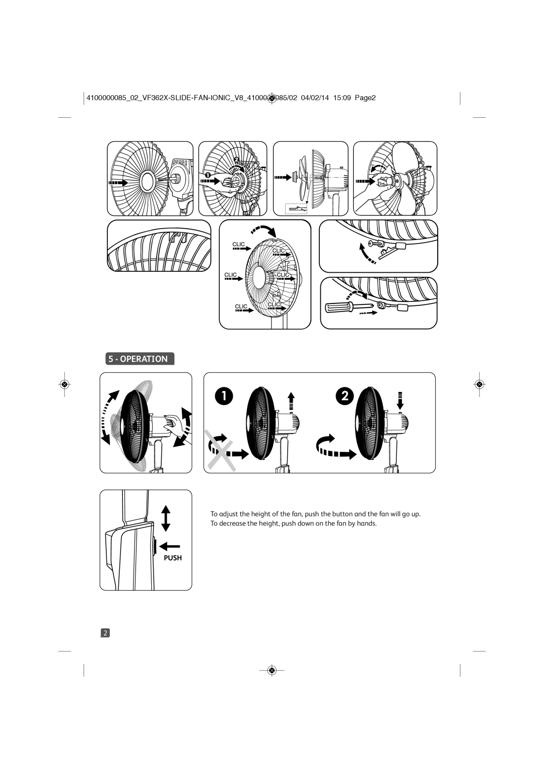 Tefal VF3625T0 manual Operation 