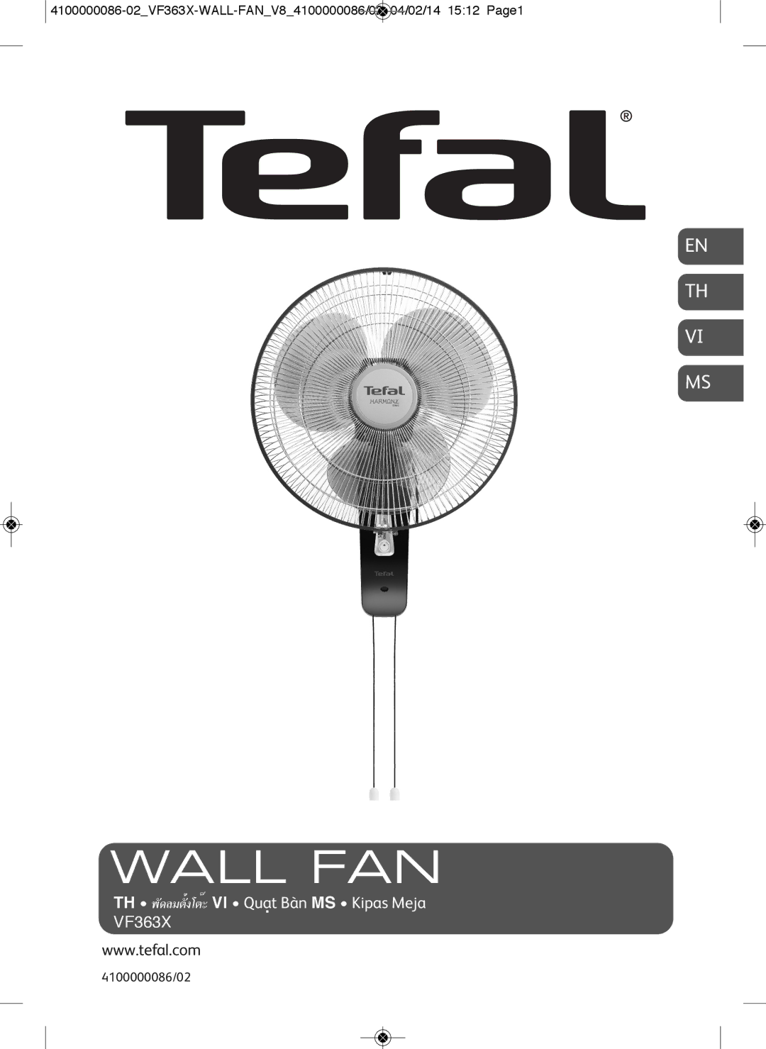 Tefal VF3636T0 manual Wall FAN 