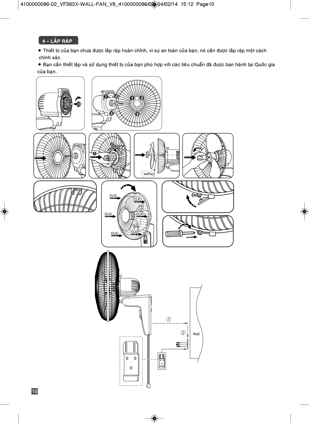 Tefal VF3636T0 manual Wall 