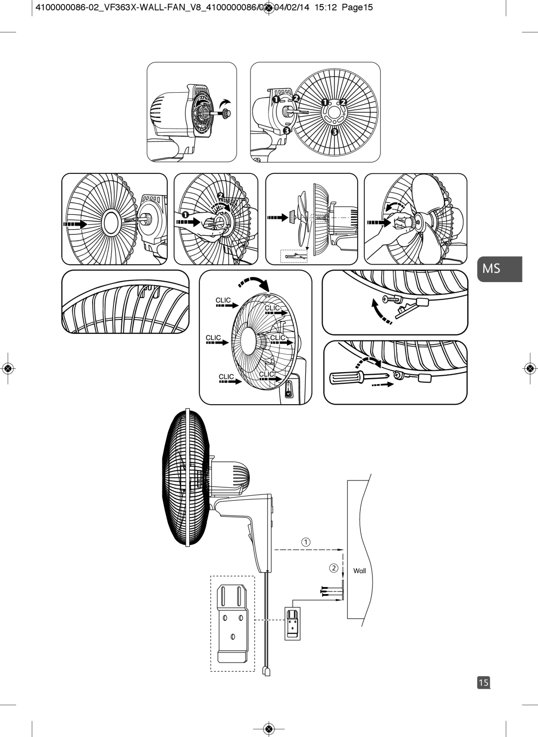 Tefal VF3636T0 manual Wall 