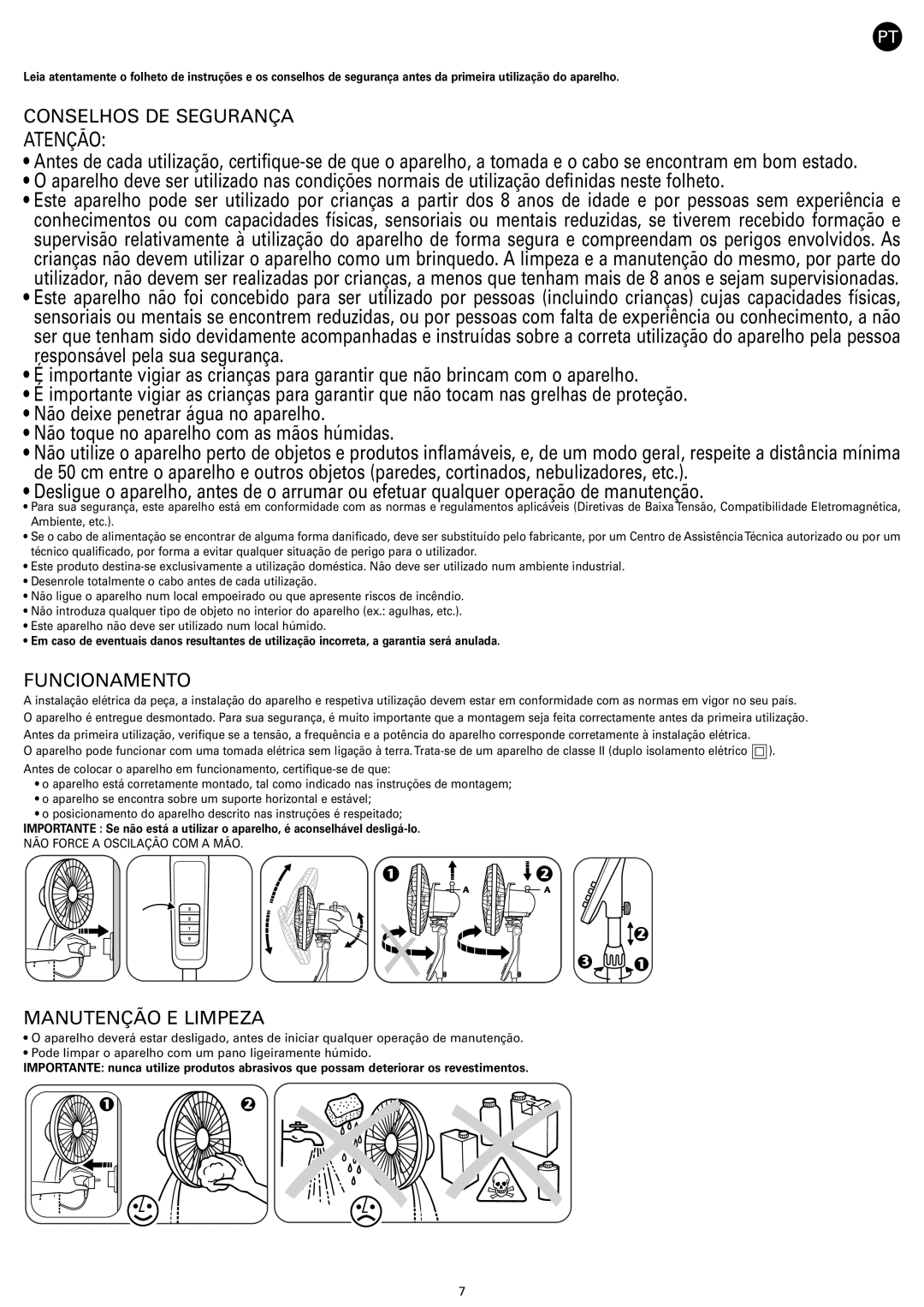 Tefal VF4110F0, VF4110G0 manual Conselhos DE Segurança, Funcionamento, Manutenção E Limpeza 