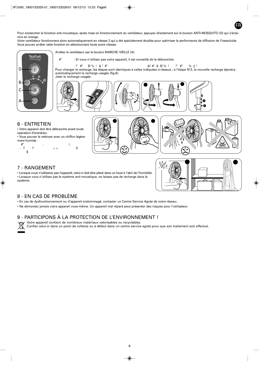 Tefal VF5560F2, VF5560G0 manual Entretien, Rangement, EN CAS DE Problème, Participons À LA Protection DE L’ENVIRONNEMENT 