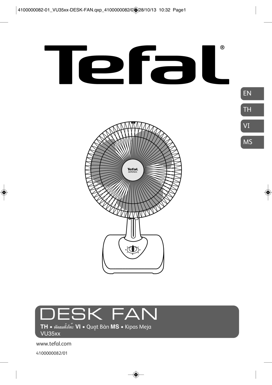 Tefal VU3510Y0, VU3510T1, VU3510T2, VU3510T0, VU3510S1 manual Desk FAN 