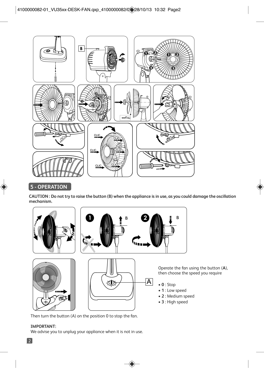 Tefal VU3510S1, VU3510T1, VU3510Y0, VU3510T2, VU3510T0 manual Operation 