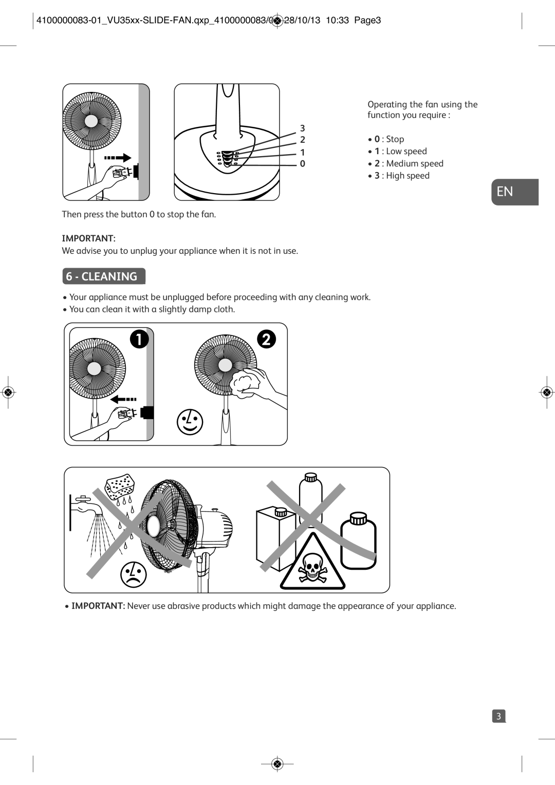 Tefal VU3520T0, VU3520S1, VU3520T1, VU3520T2 manual Cleaning 