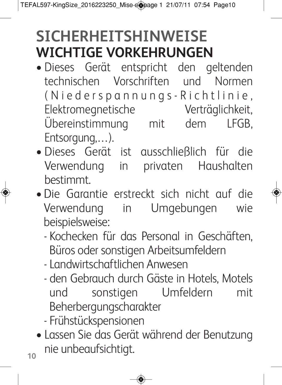 Tefal WM753D12 manual Sicherheitshinweise 