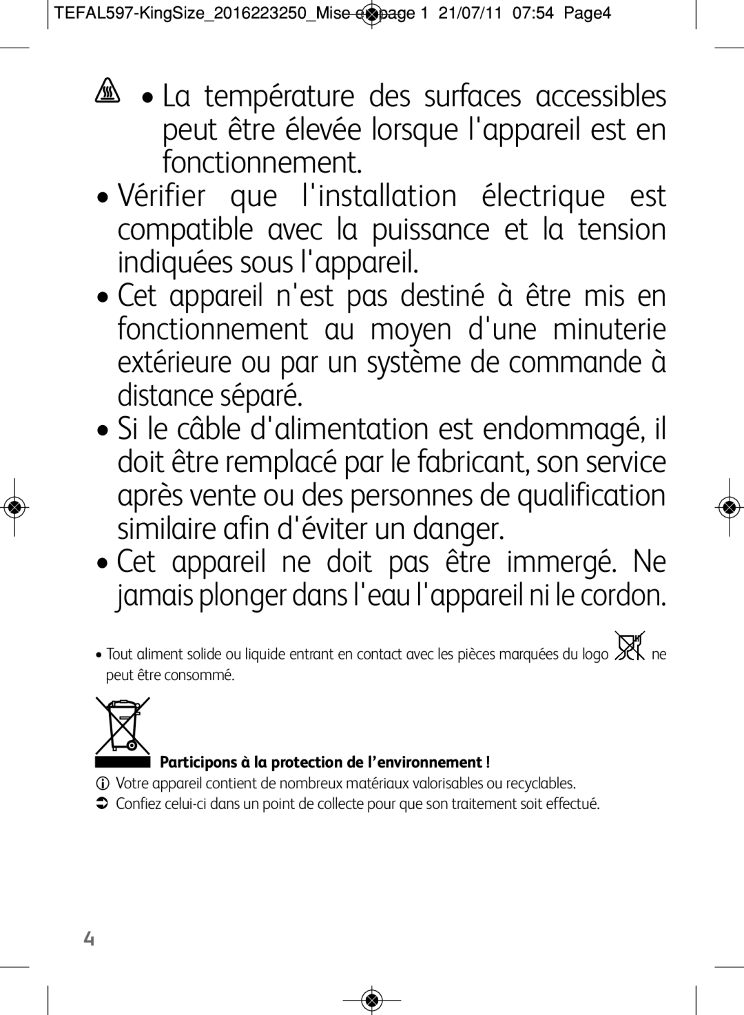 Tefal WM753D12 manual Participons à la protection de l’environnement 