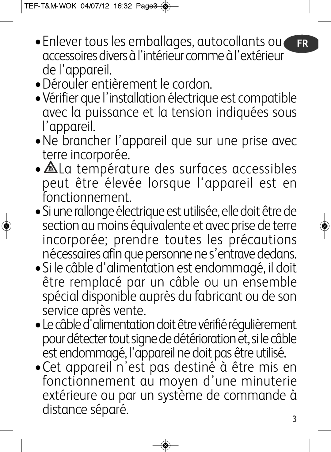 Tefal WO601601 manual TEF-T&M-WOK 04/07/12 1632 Page3 