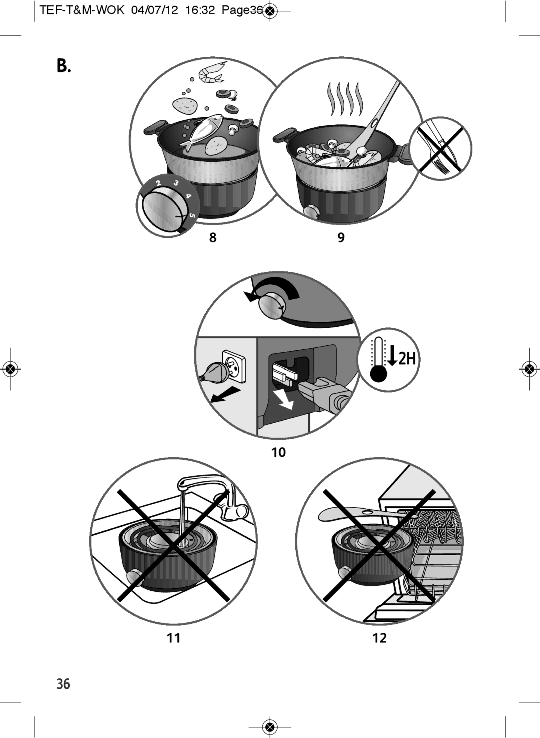 Tefal WO601601 manual TEF-T&M-WOK 04/07/12 1632 Page36 