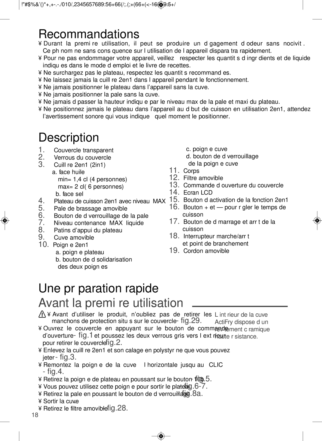 Tefal YV960032, YV960015 manual Recommandations, Une préparation rapide, Avant la première utilisation 