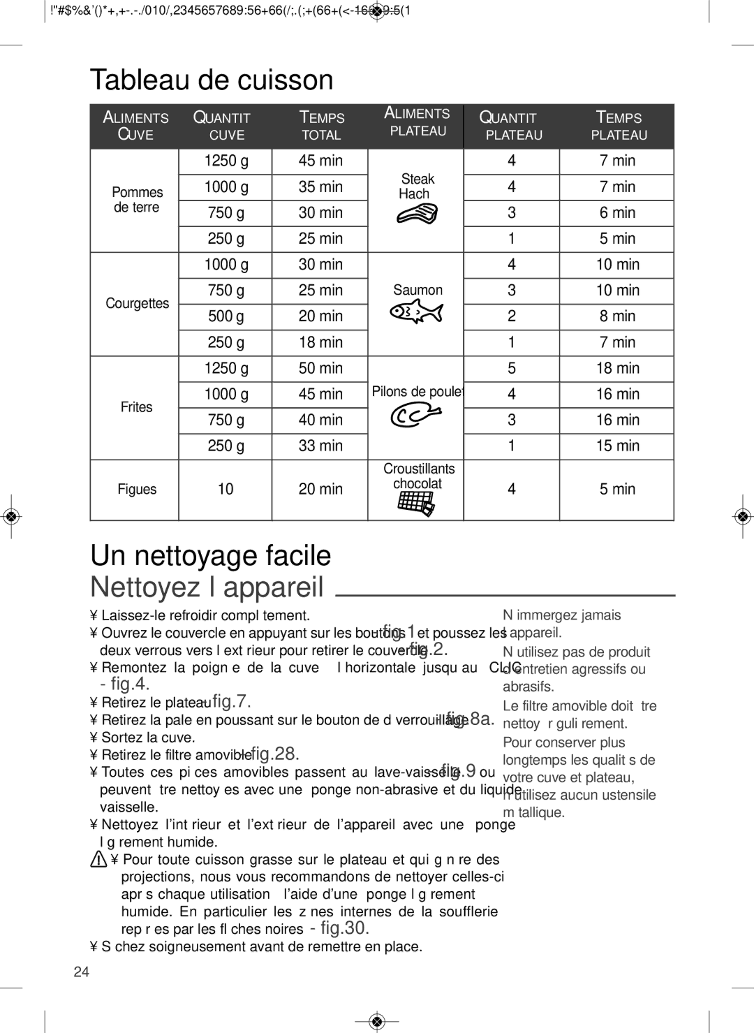 Tefal YV960015, YV960032 manual Tableau de cuisson, Un nettoyage facile, Nettoyez l’appareil 