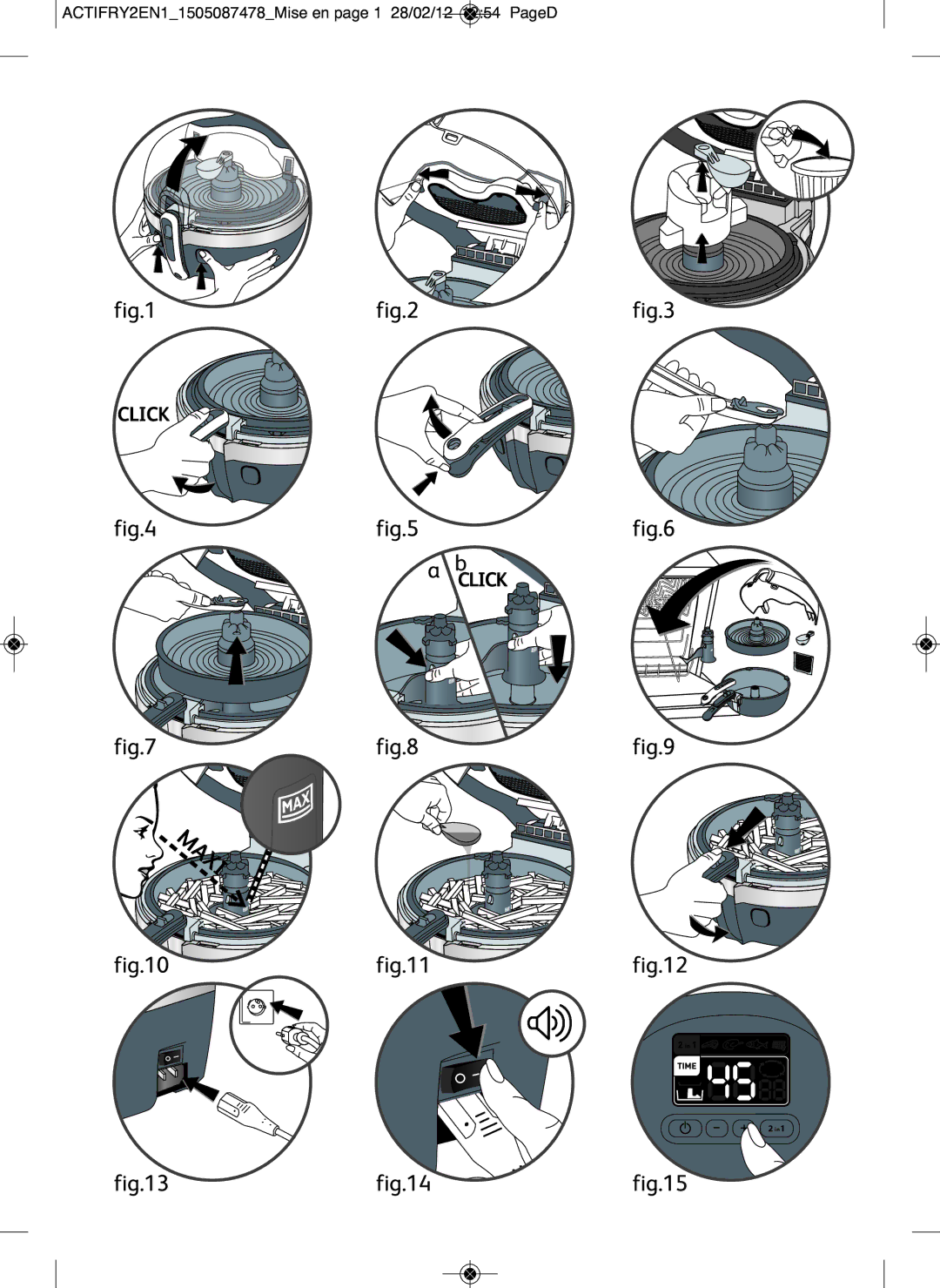 Tefal YV960032, YV960015 manual ACTIFRY2EN11505087478Mise en page 1 28/02/12 1254 PageD 