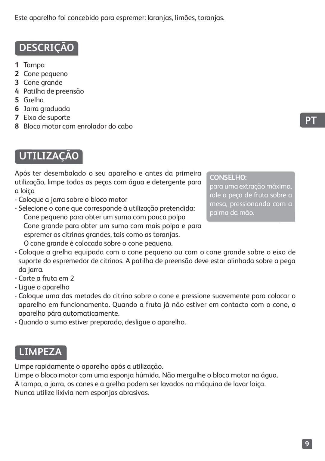 Tefal ZC500H38, ZC500HAU manual Descrição, Utilização, Limpeza 