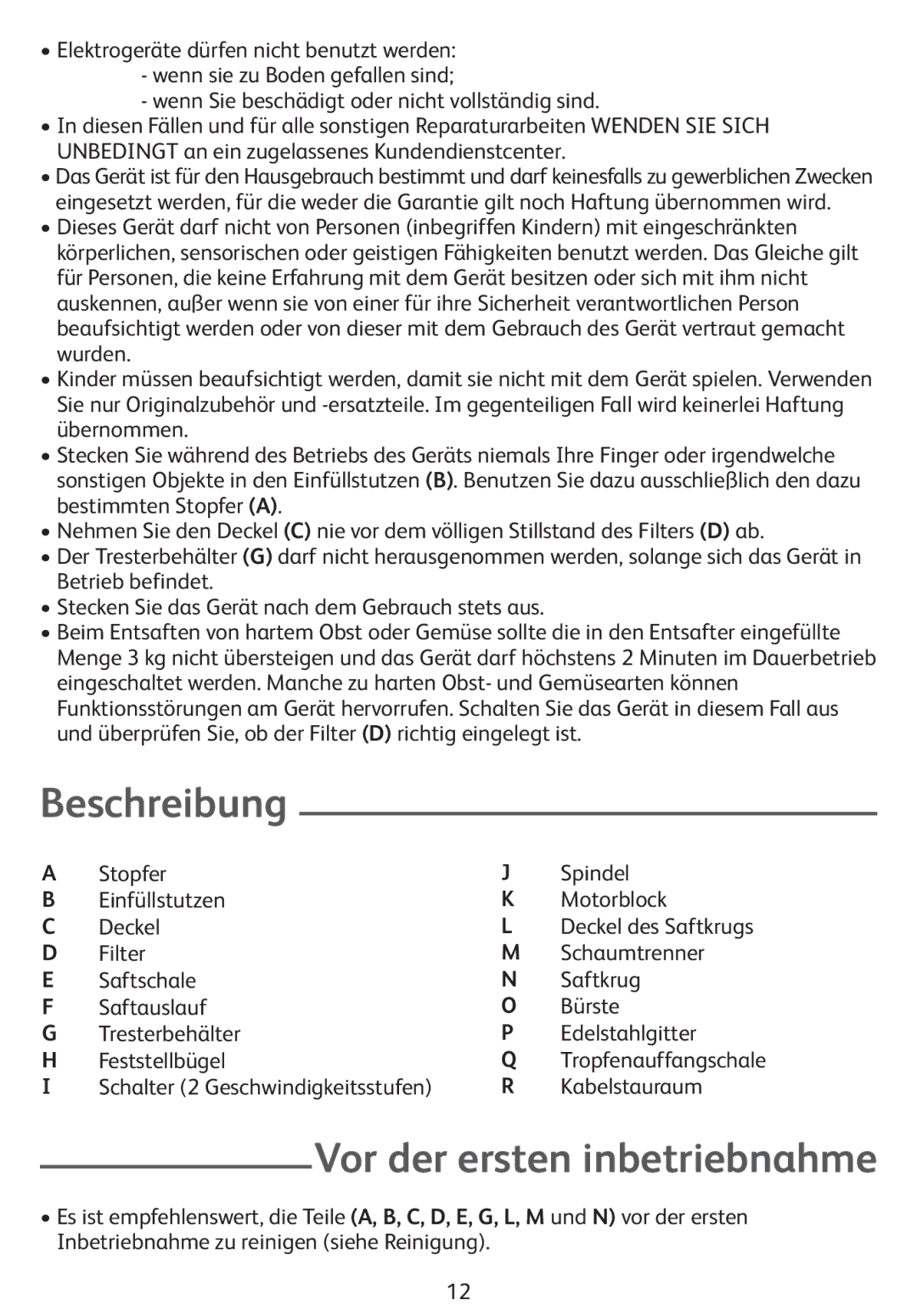 Tefal ZE400131, ZE400113 manual Beschreibung, Vor der ersten inbetriebnahme, Schalter 2 Geschwindigkeitsstufen Kabelstauraum 