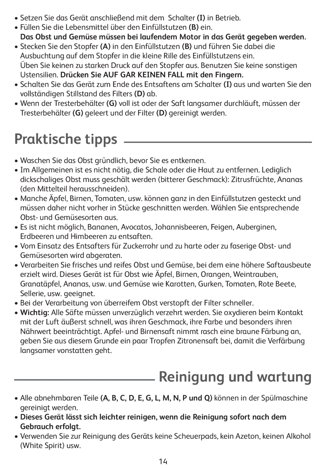 Tefal ZE400131, ZE400113 manual Praktische tipps, Reinigung und wartung 