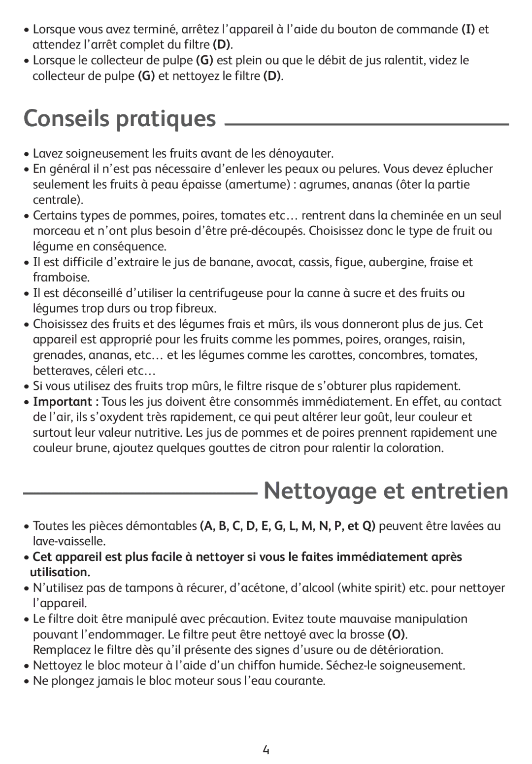 Tefal ZE400131, ZE400113 manual Conseils pratiques, Nettoyage et entretien 