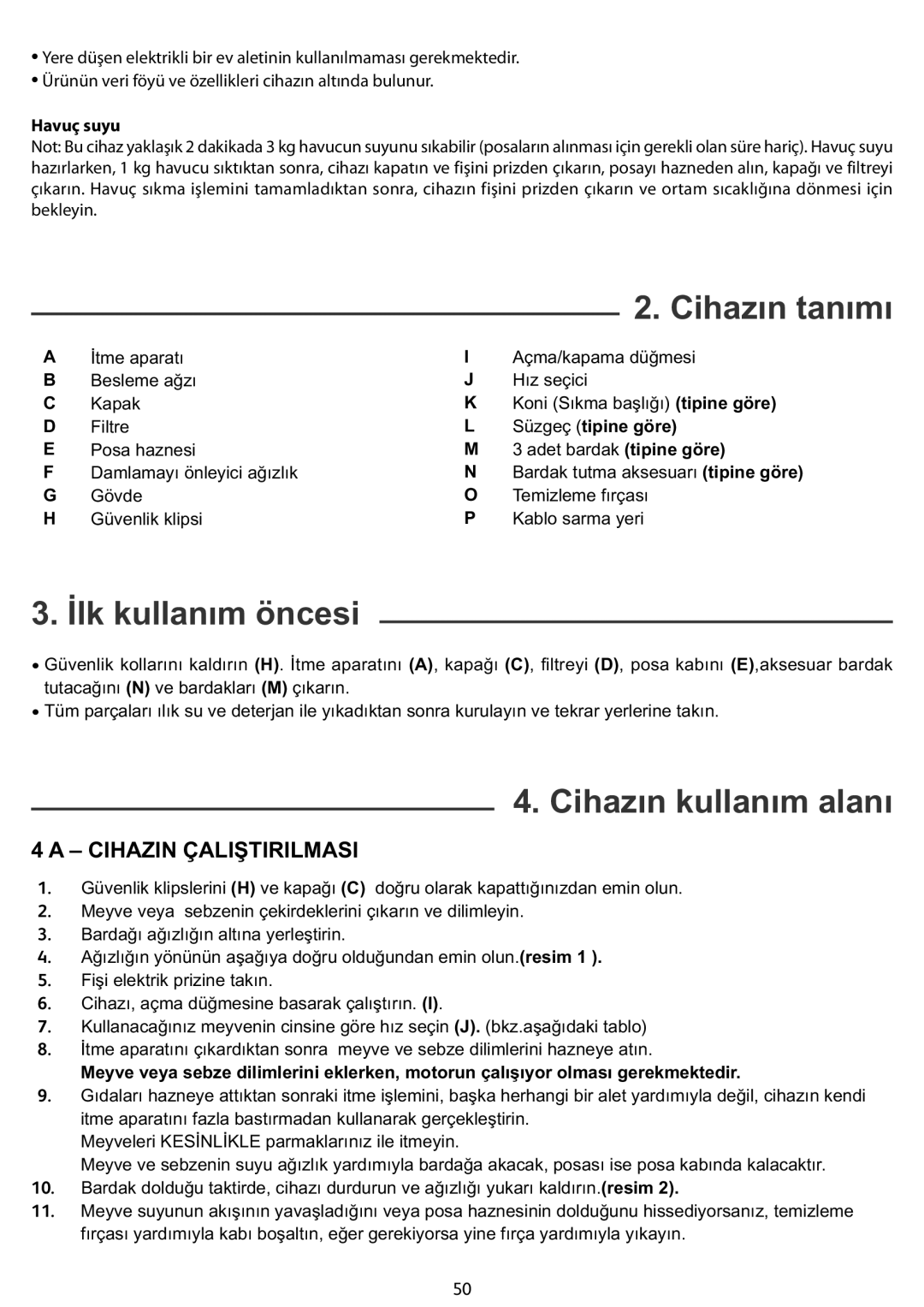 Tefal ZN355H66 manual Cihazın tanımı 