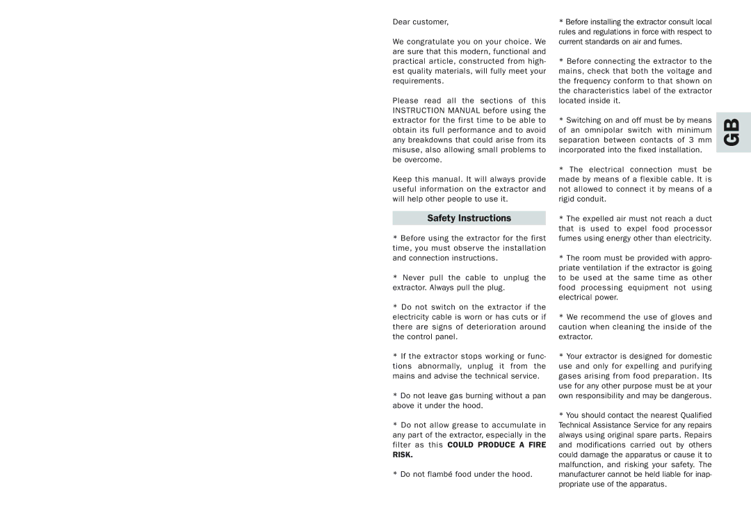 Teka C 610 / C 620 C 610 / C 620 manual Safety Instructions 