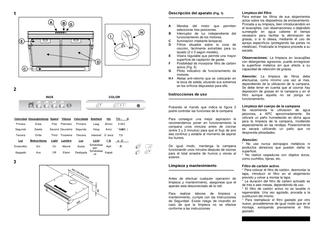 Teka C-920, C-810, C-710 manual Descripción del aparato Fig, Instrucciones de uso, Limpieza y mantenimiento 