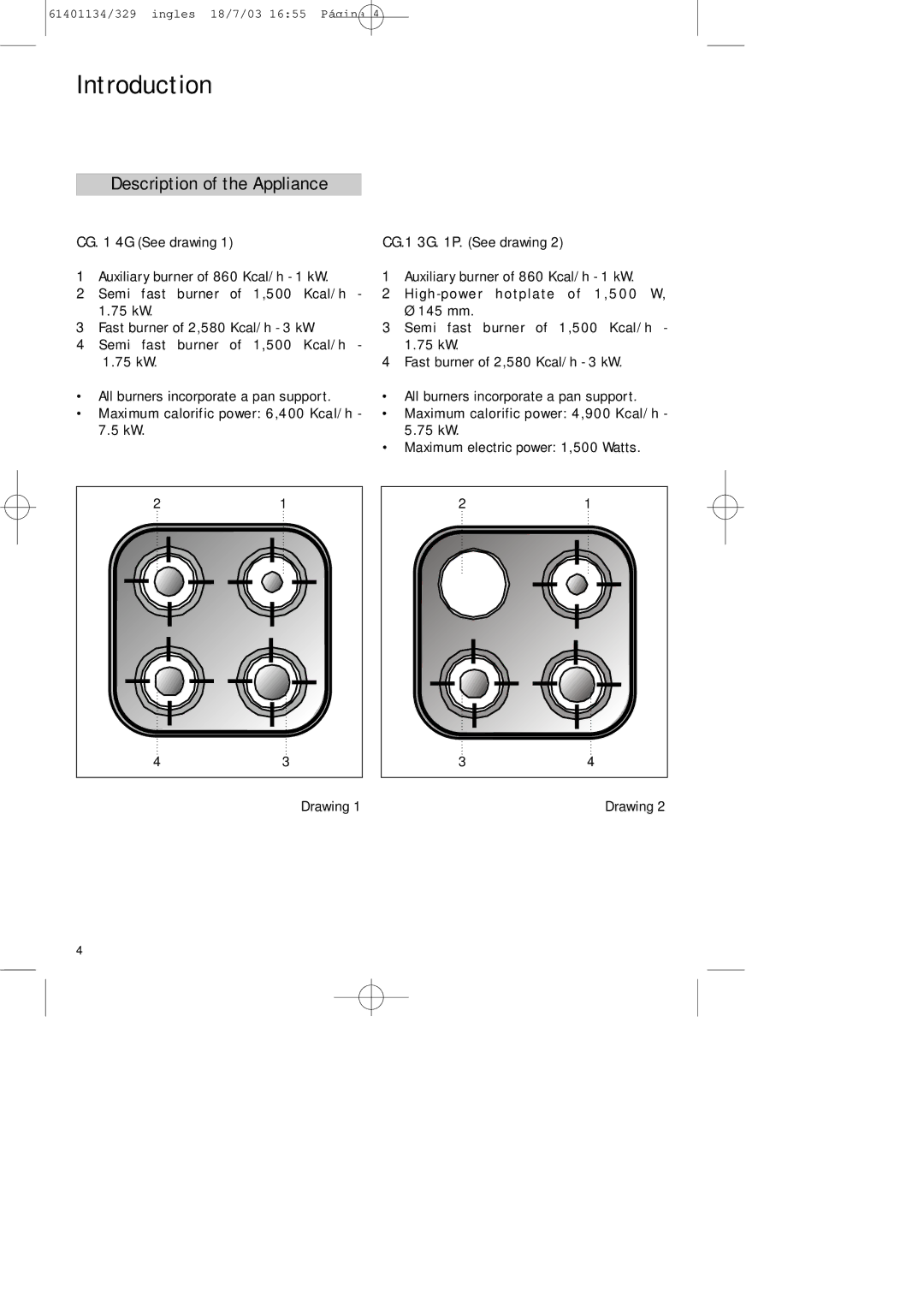 Teka CG Lux-70 5G. Al AL, CG Lux-60 4G. Al AL manual Introduction, Description of the Appliance 