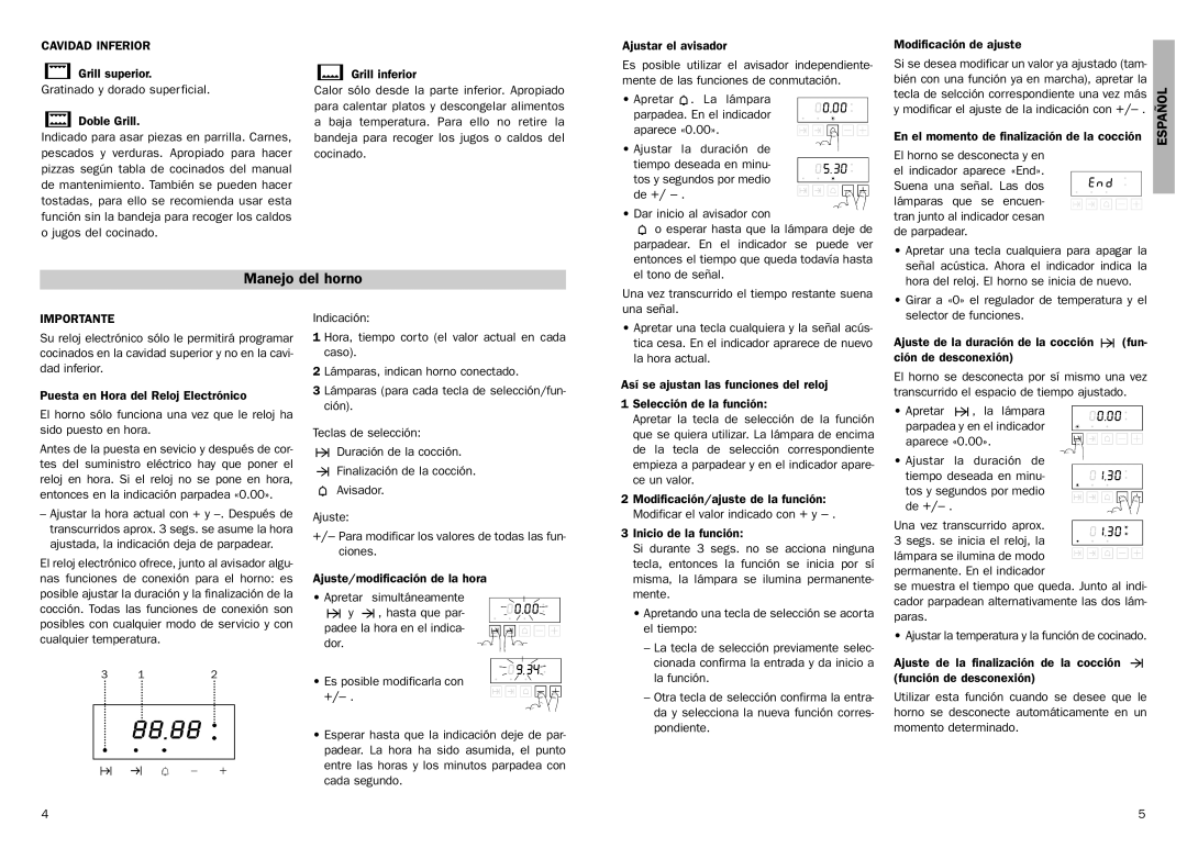 Teka cha-45.10 manual Manejo del horno, Cavidad Inferior, Importante 