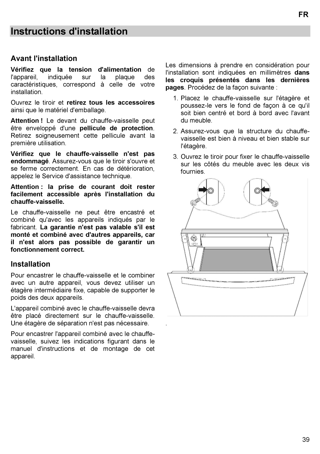 Teka CPX15/CP 15/CP 21/CP 29 manual Instructions dinstallation, Avant linstallation 