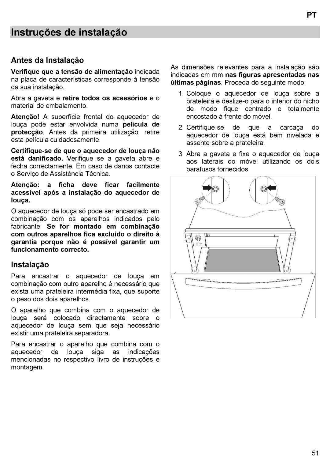 Teka CPX15/CP 15/CP 21/CP 29 manual Instruções de instalação, Antes da Instalação 